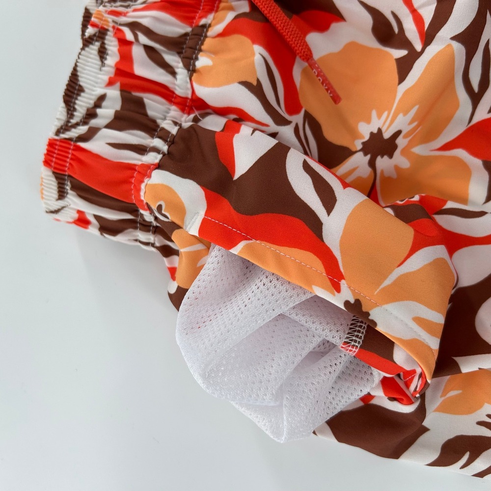 NWT Roxy Women's XS Pull On High Waist Boardshorts Floral Print Red Orange Brown - Picture 14 of 15